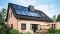 Das Bild zeigt ein Haus mit einem Vitovolt 300 Photovoltaik-Paket mit 10 Modulen auf dem Dach.